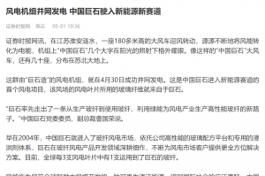 时报：风电机组并网发电 中国谈球吧驶入新能源新赛道